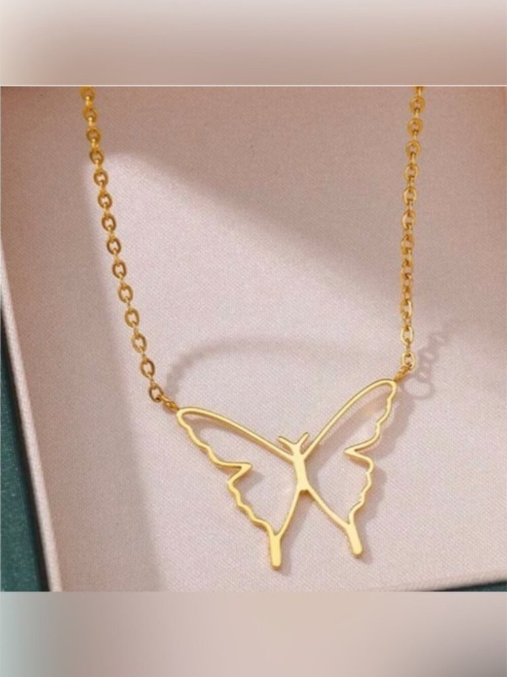 Gold Plated Stainless Steel Butterfly Charm Necklace